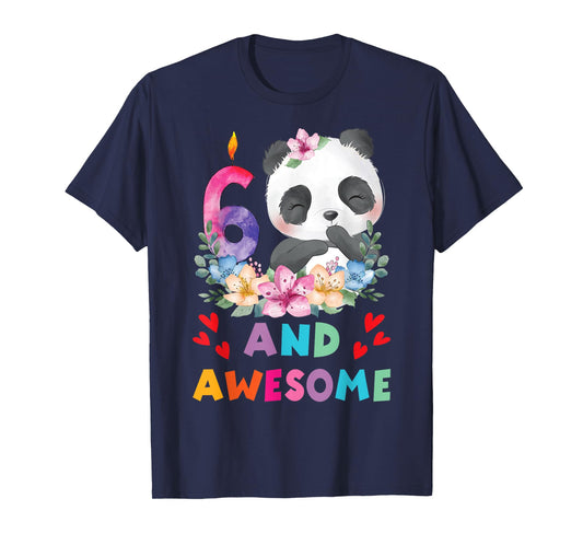 6 Years Old 6th Birthday Panda Unicorn Girl Party Gift T-Shirt