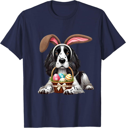 Cute Bunny Ear English Springer Spaniel Dog Easter Eggs Mom T-Shirt