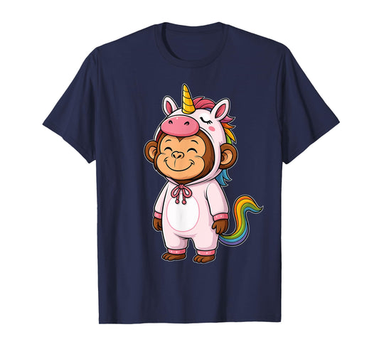 Kawaii Monkey In Unicorn Costume for Girls kids Monkey Lover T-Shirt