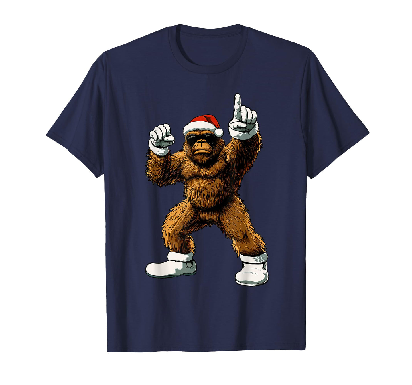 Christmas Funny Graphic Tee Bigfoot Santa Kids Boys Men Xmas T-Shirt