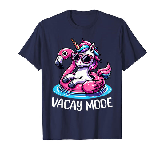 Cute Unicorn Vacay Mode Funny Family Vacation Kids Girls T-Shirt