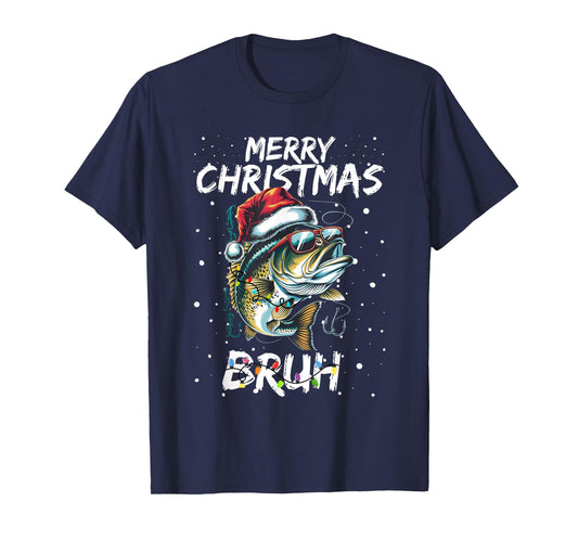 Merry Fishmas Santa Fishing Lovers Funny Fisherman Christmas T-Shirt