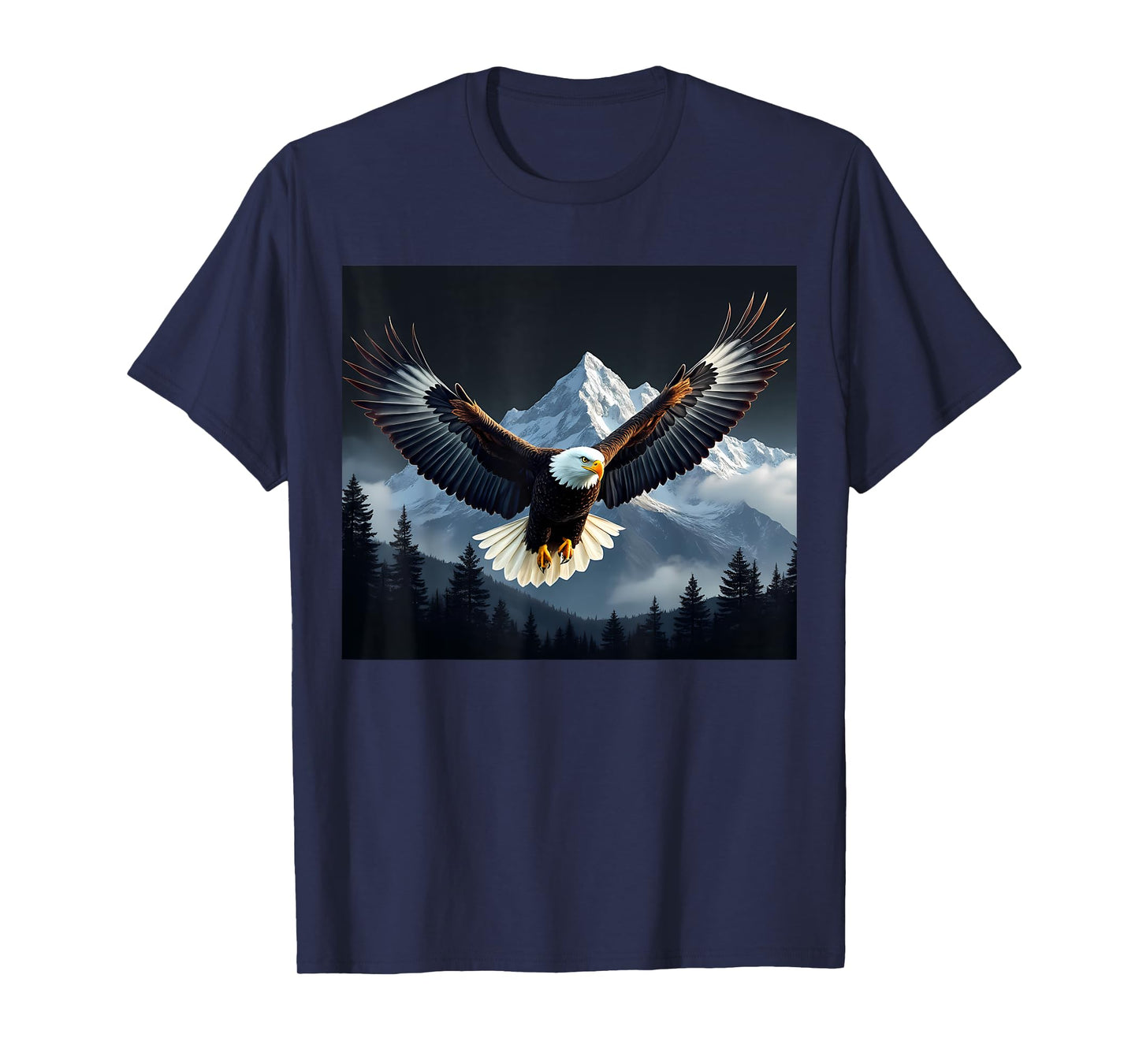Bald Eagle Bird Mountains Forest Nature Cool Animal Graphic T-Shirt