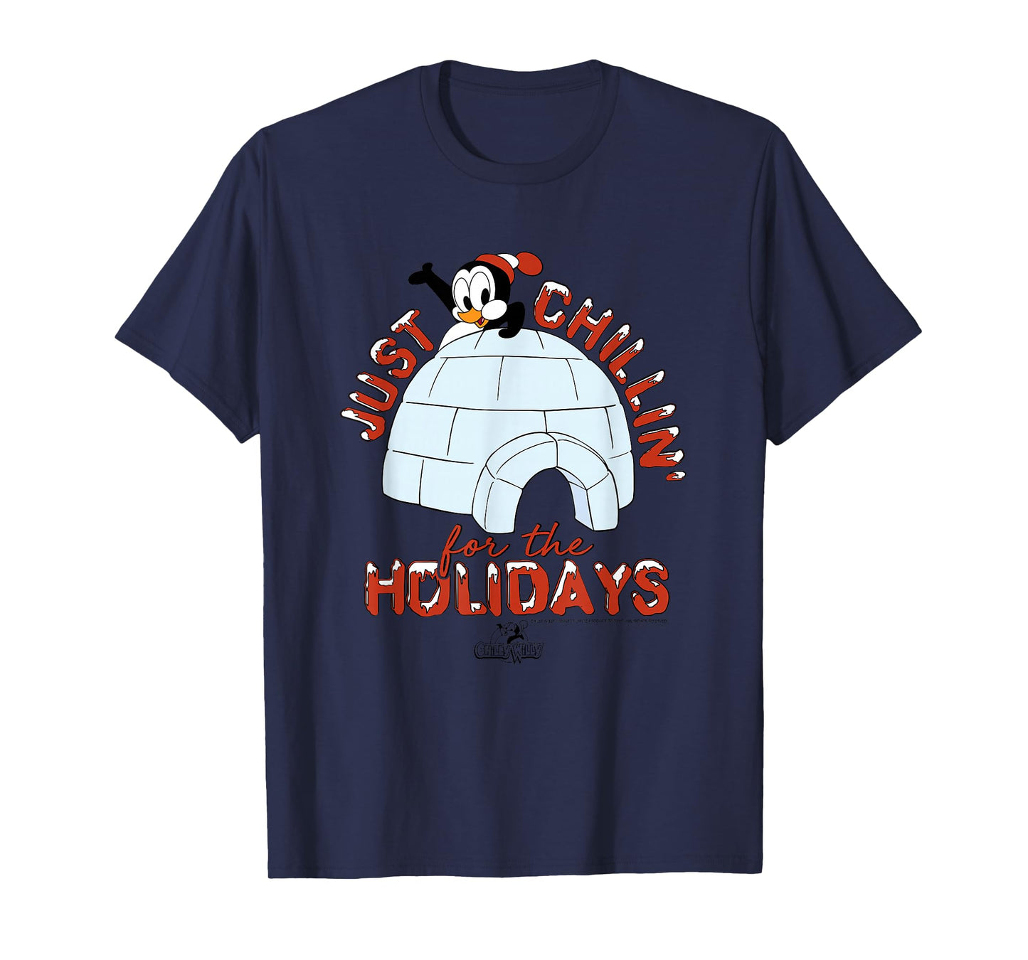 Chilly Willy T-Shirt - Unisex, Blue, Short Sleeve, Size Small, Casual, Cartoon Graphic, Holiday Theme