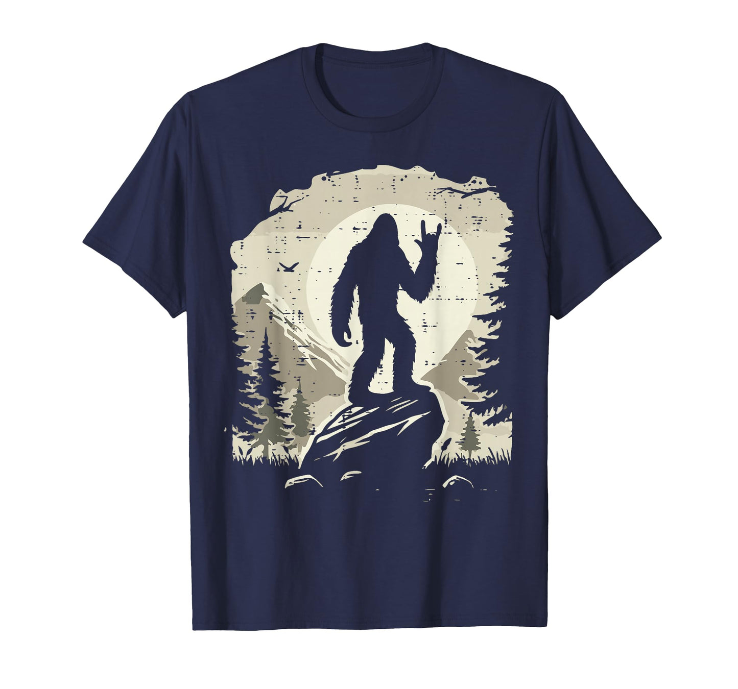 Sasquatch Rock Hand Moon Bigfoot Rocker Punk Men Boys Kids T-Shirt