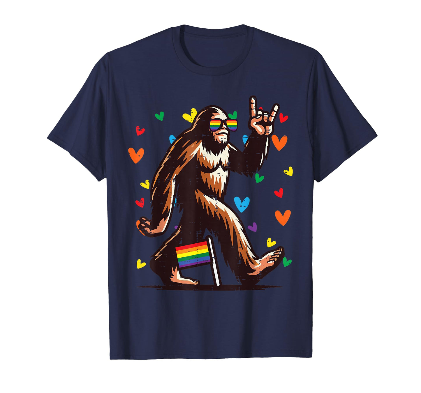 Gay Pride Month Bigfoot Sasquatch LGBTQ Ally Rainbow Men T-Shirt