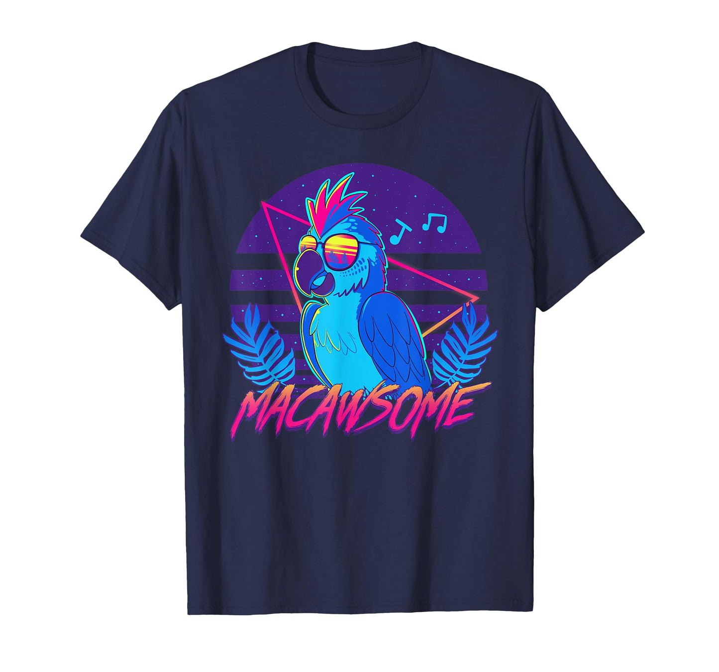 Macawsome - Macaw Parrot Retrowave 80s - T-Shirt T-Shirt