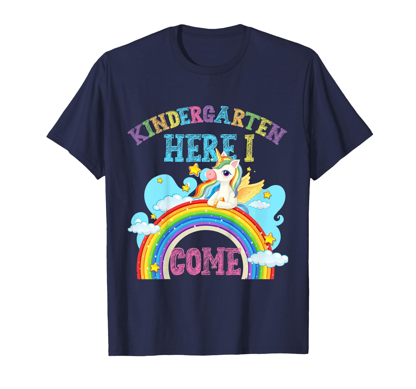 Kids Rainbow Unicorn Lover Kindergarten Here I Come School T-Shirt