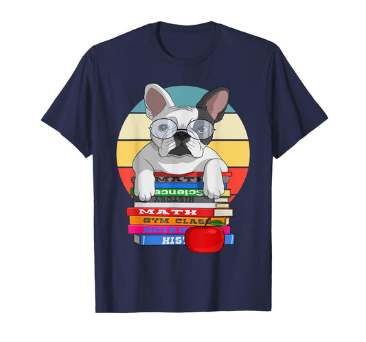 French Bulldog Back To School Bookworm Dog T-Shirt for Men Women Girls Kids