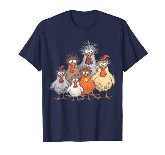 Eagerlys Colorful Funny Chicken Art, Crazy Chicken Family T-Shirt