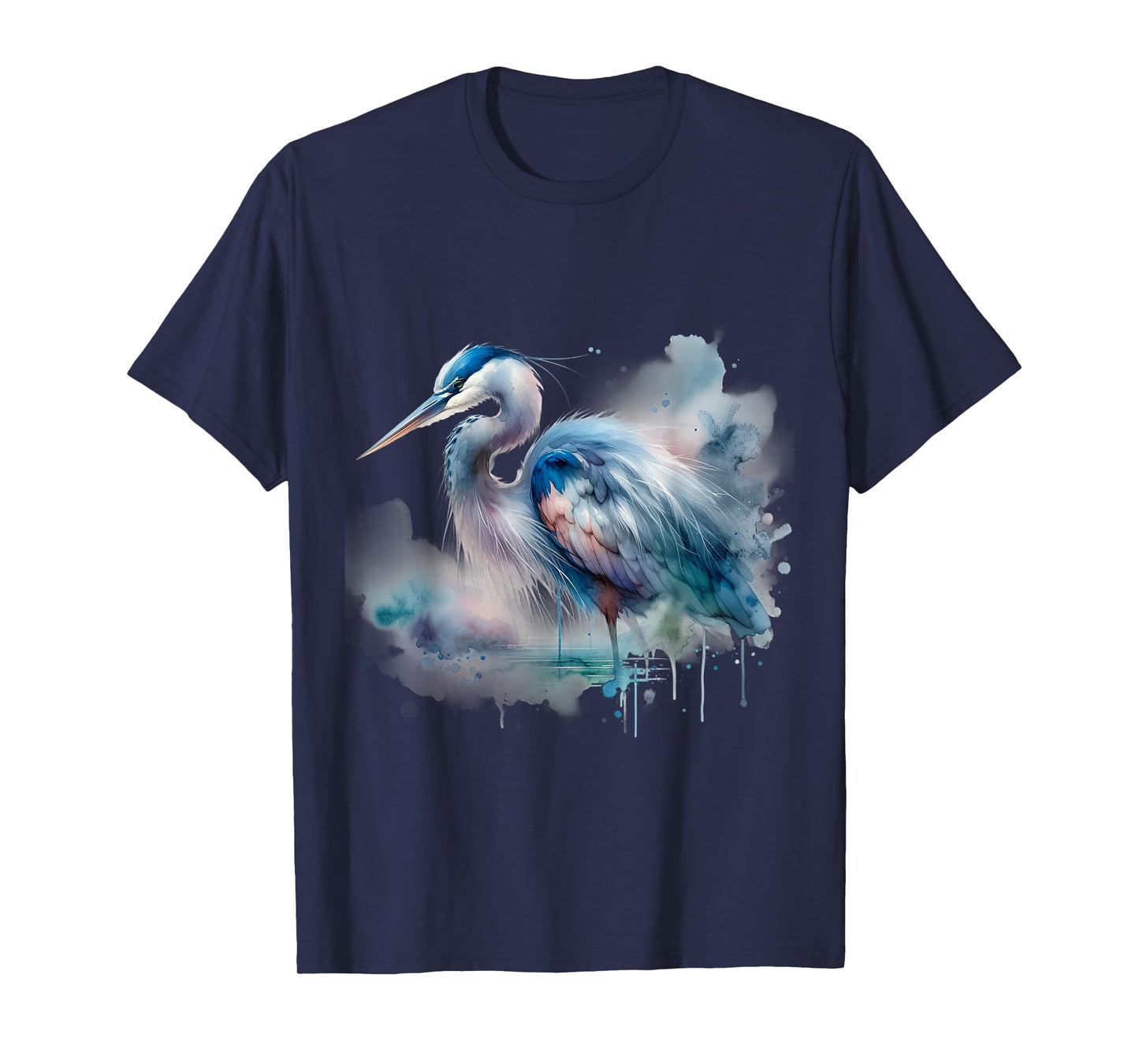 Watercolor Great Blue Heron - Bird Art T-Shirt