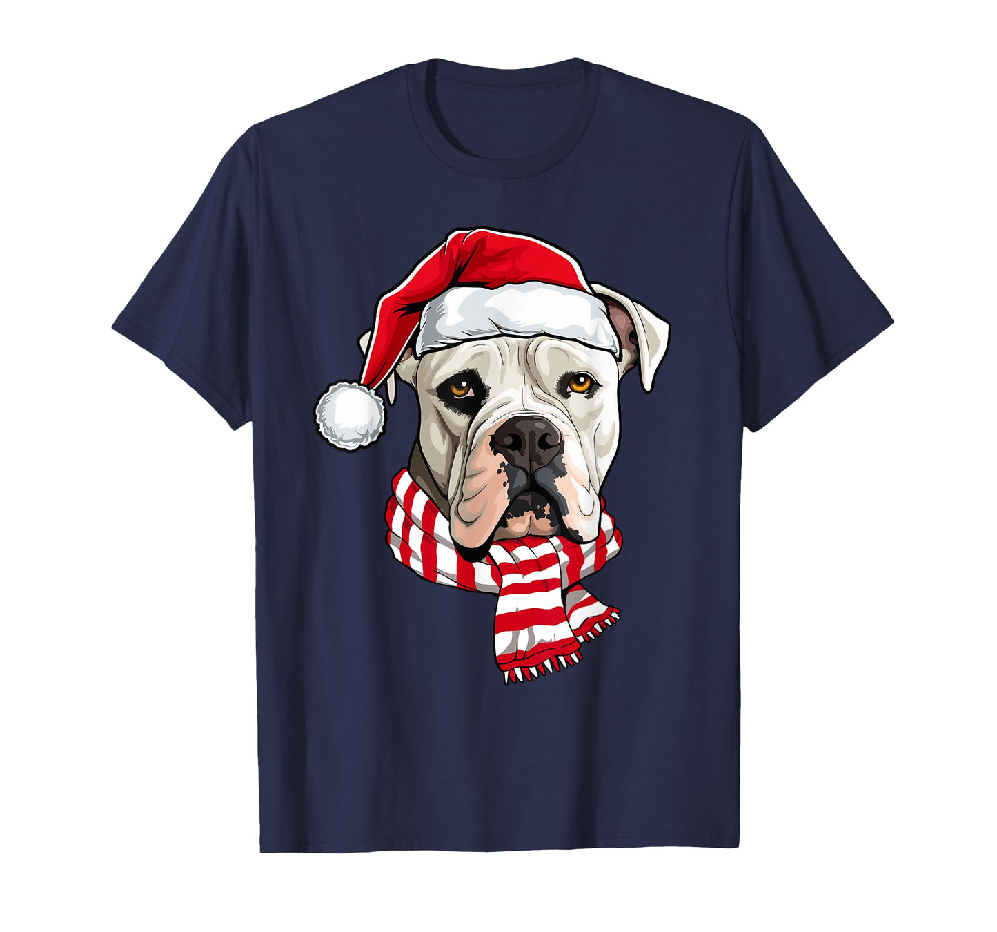 Santa American Bulldog Christmas Dog Lover Men Women Kids T-Shirt