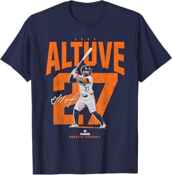 License Champs | Jose Altuve Houston Baseball Player Novelty T-Shirt - Blue, Unisex-Adult, Small, Short Sleeve