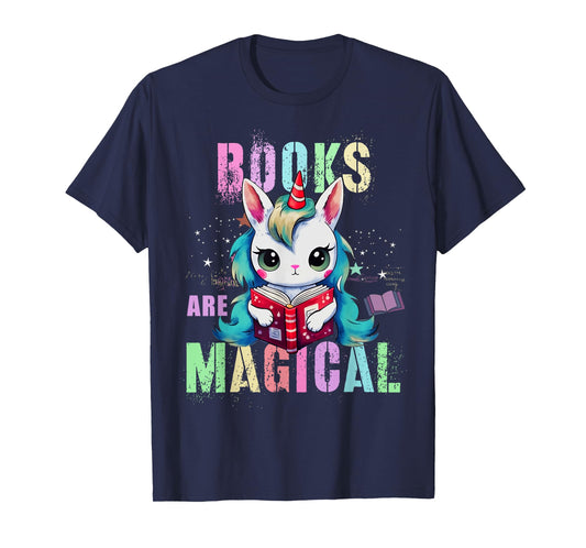 Cute BOOKS ARE MAGICAL Unicorn School Library Squad Reading T-Shirt