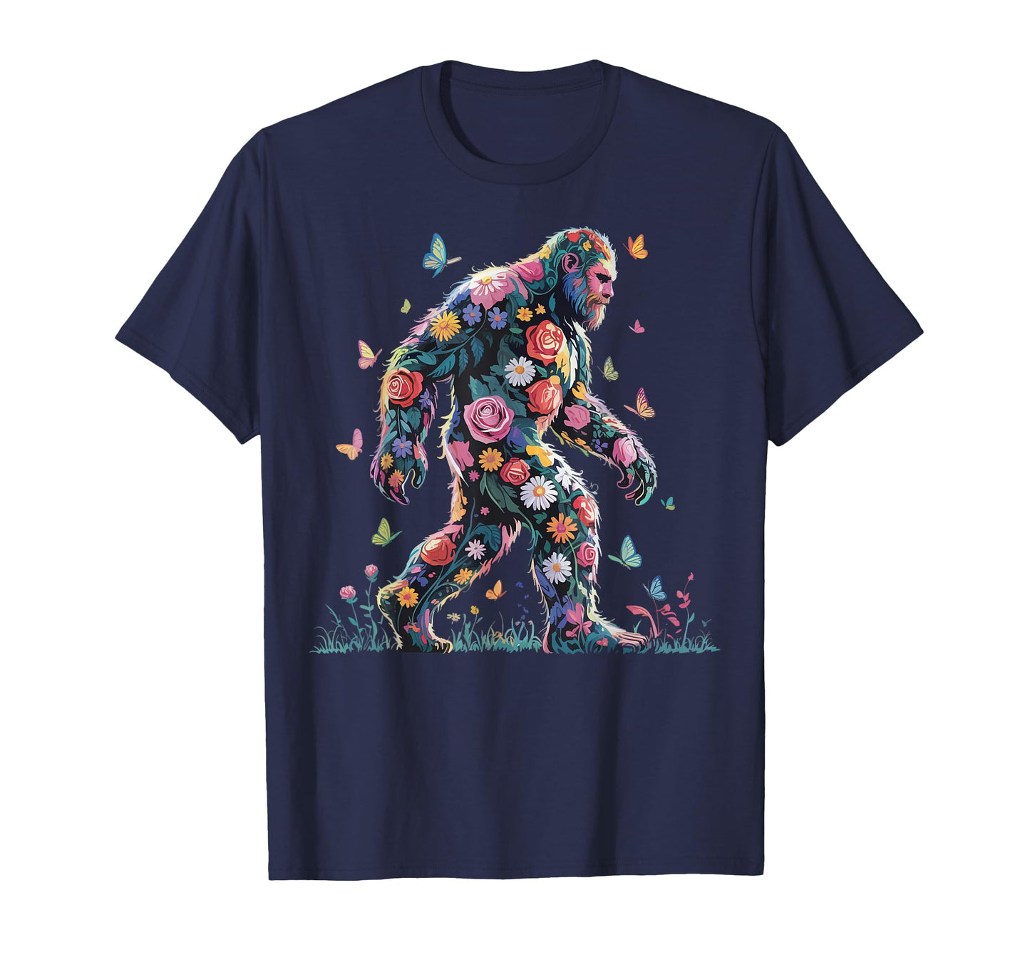 Bigfoot Floral Sasquatch Flowers T-Shirt
