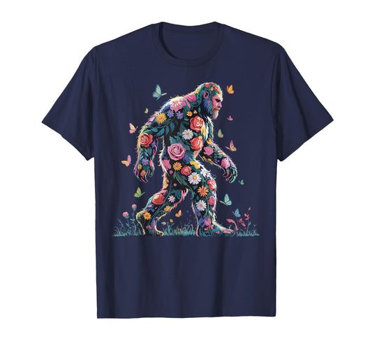 Bigfoot Floral Sasquatch Flowers T-Shirt