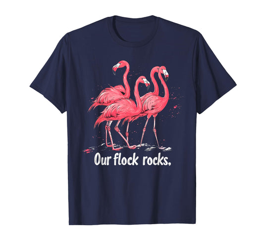 Our Flock Rocks Flamingo Funny Flamingos T-Shirt
