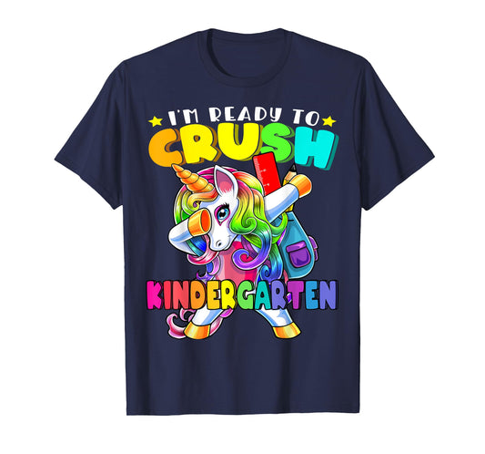 Crush Kindergarten Dabbing Unicorn Back to School Girls Gift T-Shirt