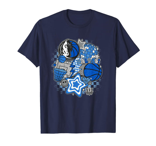 NBA Dallas Mavericks Psychedelic Basketball Collage T-Shirt