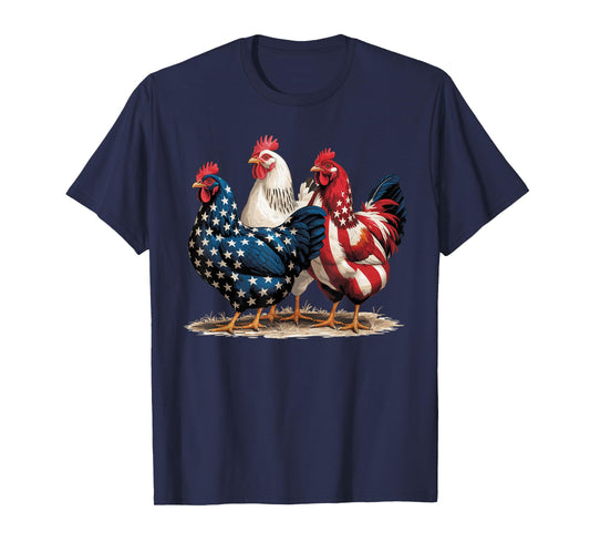 Funny American Flag Rooster Independence Day 4th of July men T-Shirt