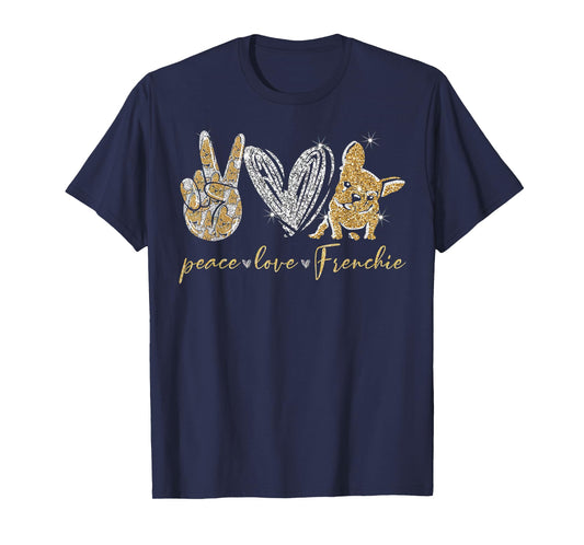 Cute Peace Love Frenchie French Bulldog Dog Lovers Gifts T-Shirt for Men Women Kids