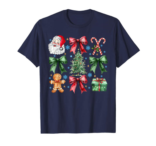 Gingerbread Santa Coquette Bow Christmas Xmas Tree Holiday T-Shirt