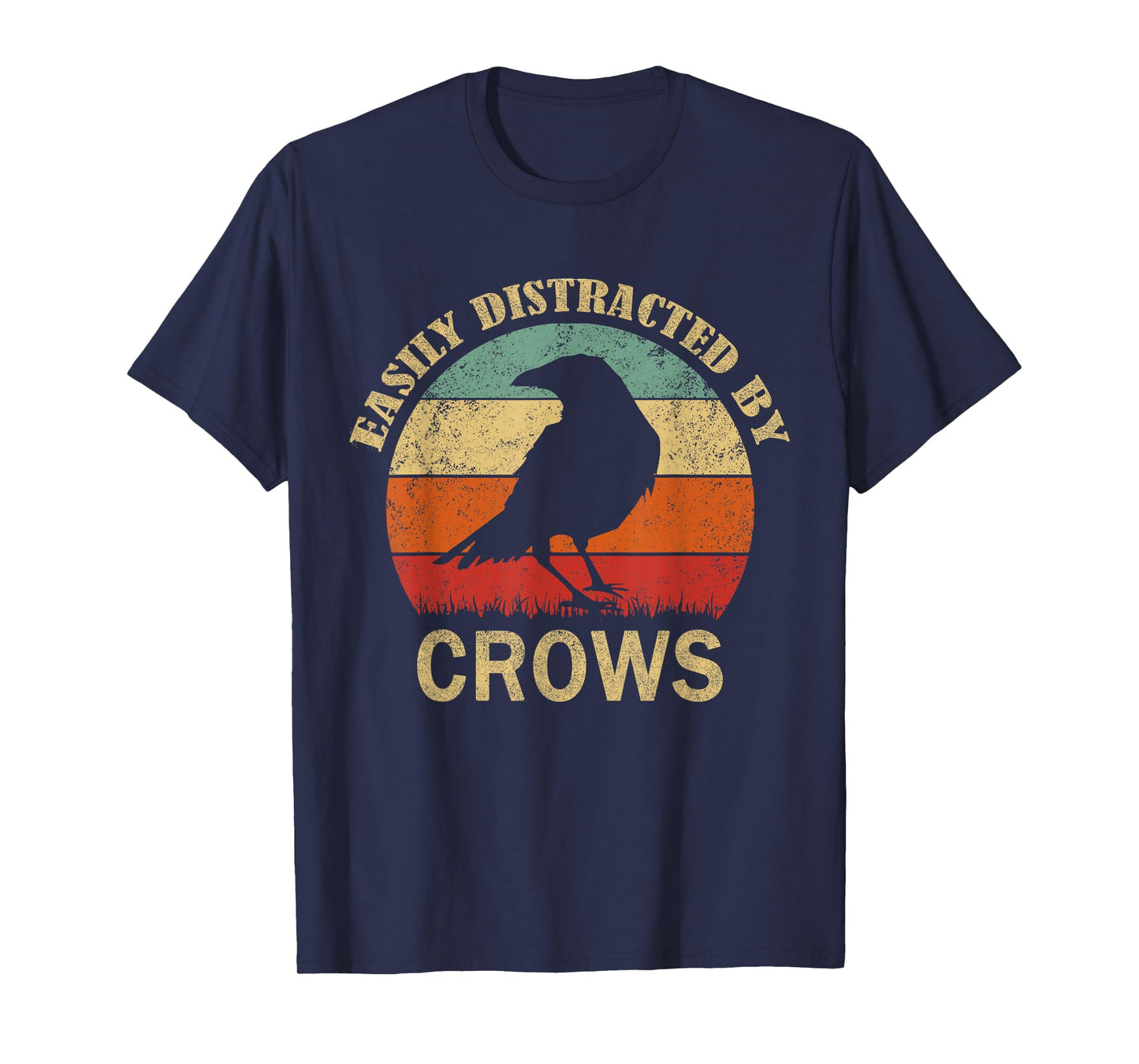 Easily Distracted By Crows | Retro Funny BIrd Lover Crow T-Shirt