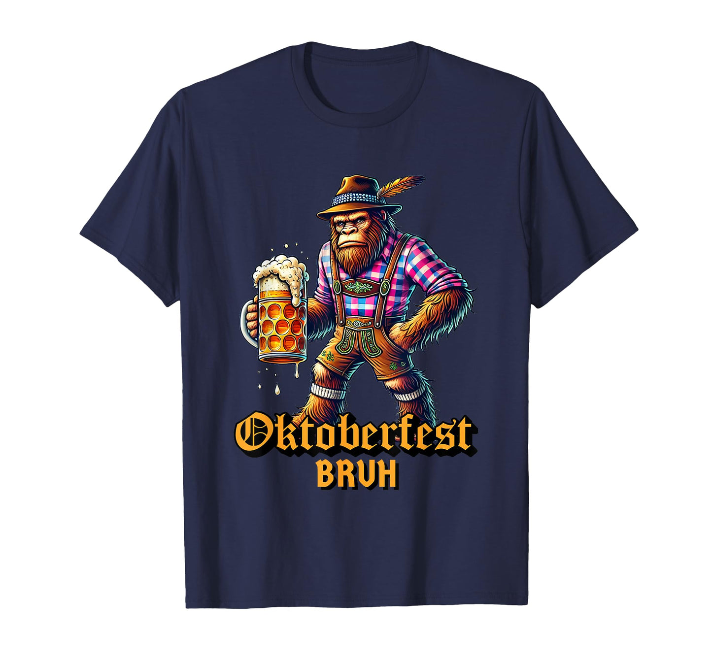 German Bigfoot Sasquatch Lederhose Funny Oktoberfest 2025 T-Shirt