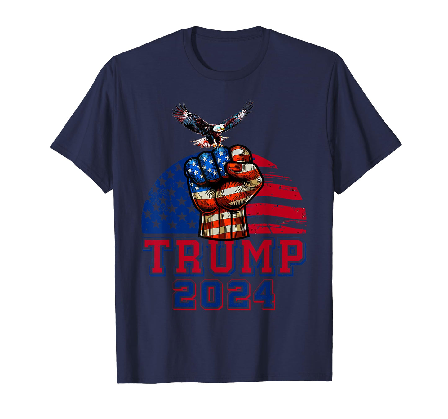 Trump 2024 Red White Blue Patriotic American Flag Eagle T-Shirt