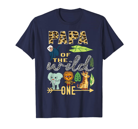 Papa Of The Wild One Zoo 1st Birthday Safari Jungle Animal T-Shirt