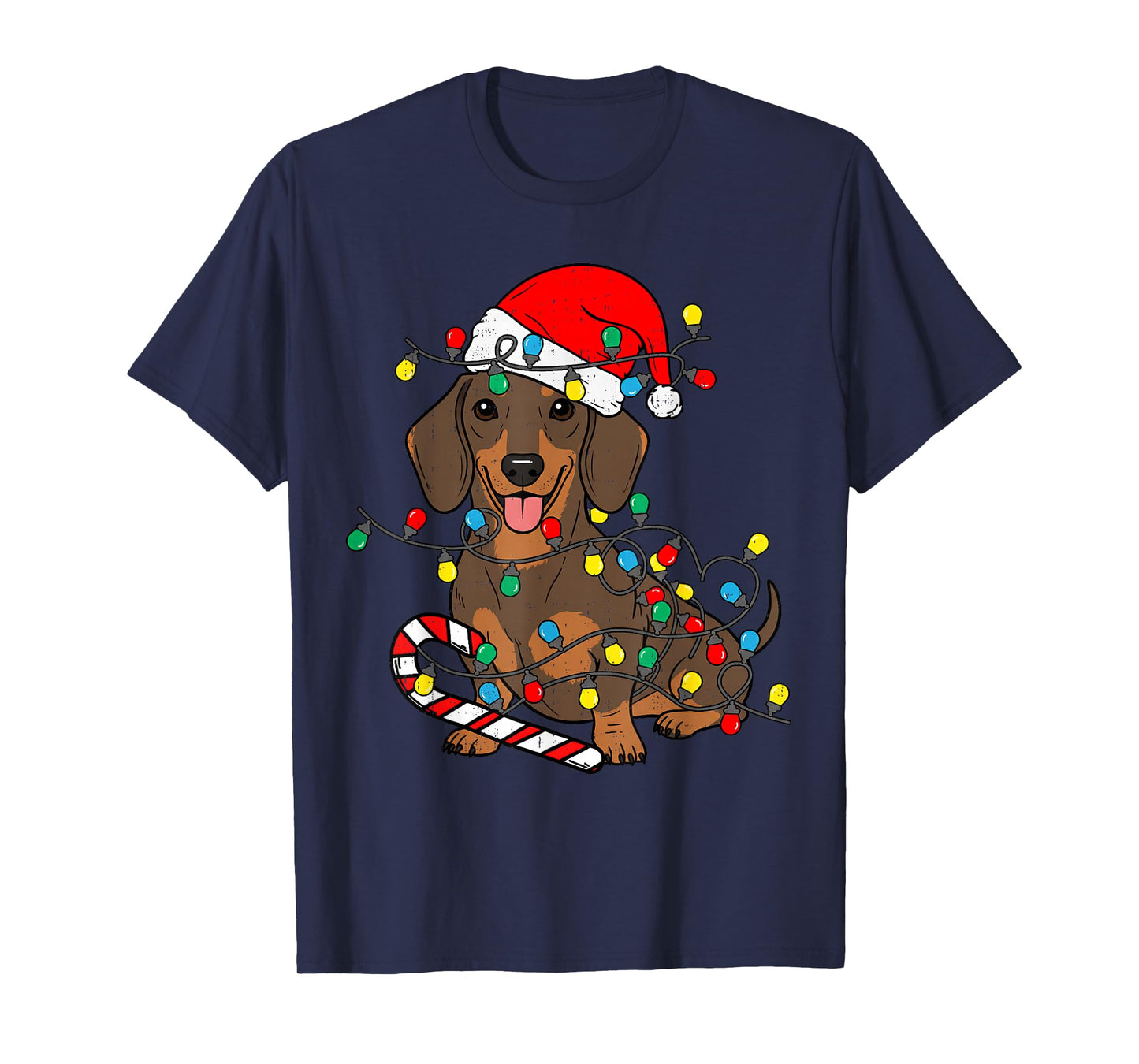 Dachshund Dog Christmas Lights Santa Xmas Pet Dog Lover T-Shirt