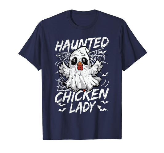 Halloween Chicken Ghost Haunted Chicken Lady Women T-Shirt