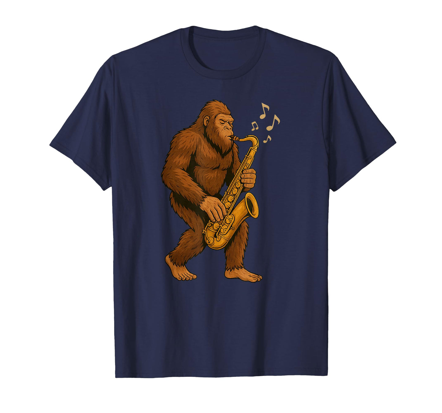 Bigfoot Playing Saxophone, Funny Sasquatch Cryptid Music T-Shirt