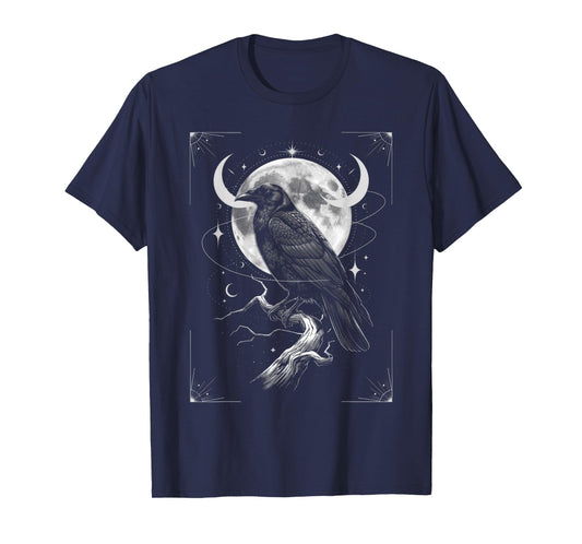 Raven Crow Dark Bird Witchcraft Omens Midnight T-Shirt