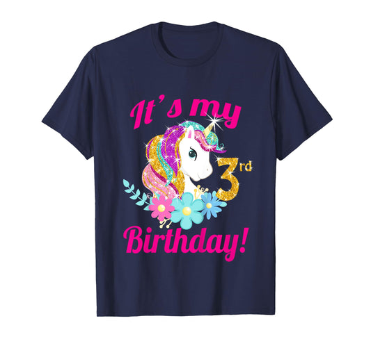 Its my 3rd birthday Unicorn Themed Party toddler girl outfit T-Shirt