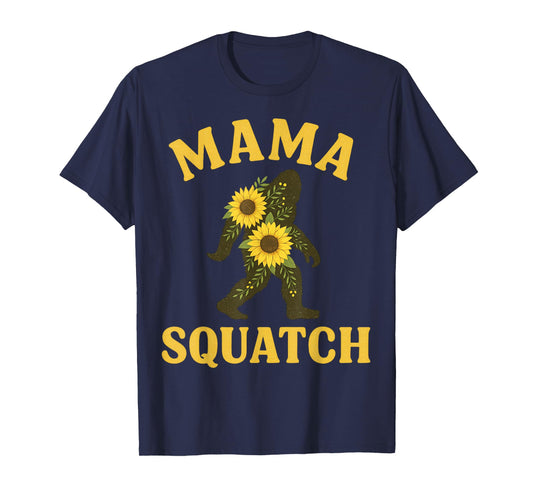 Mama Squatch Sunflower Floral Bigfoot Yeti Family Matching T-Shirt