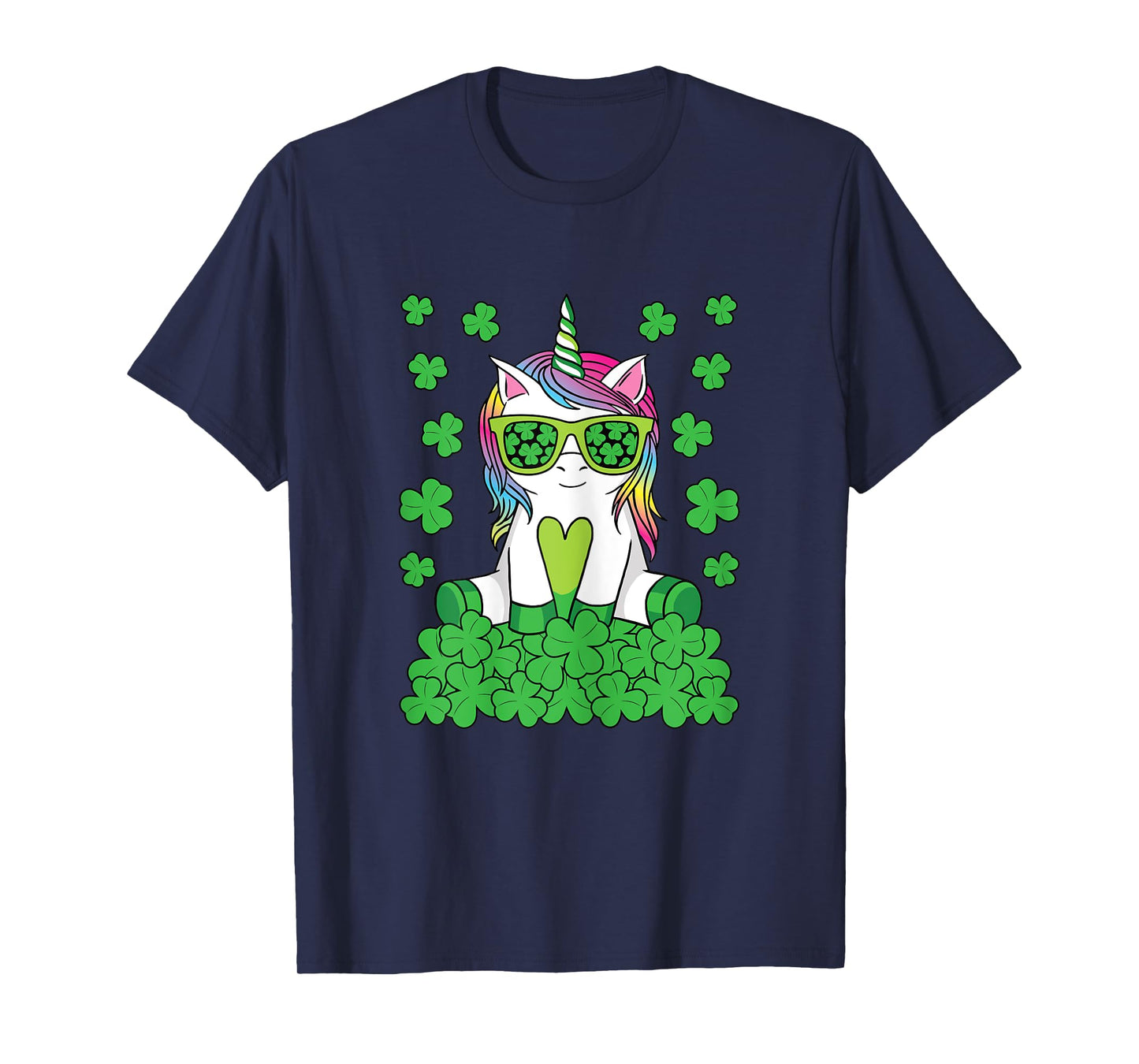 Cute St Patricks Day Unicorn Lepricorn Shamrock Girls Kids T-Shirt