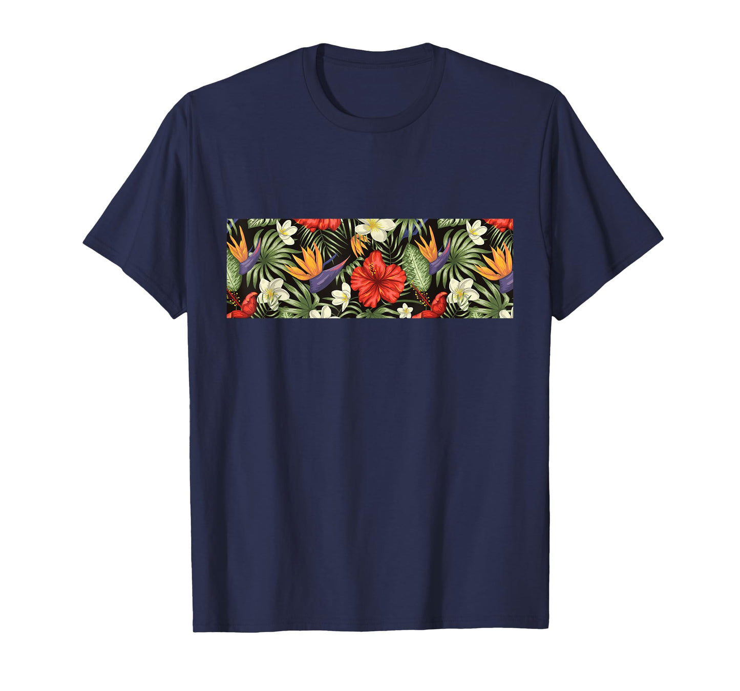 Tropical Flower Pattern Hibiscus Plumeria Flower Hawaiian T-Shirt