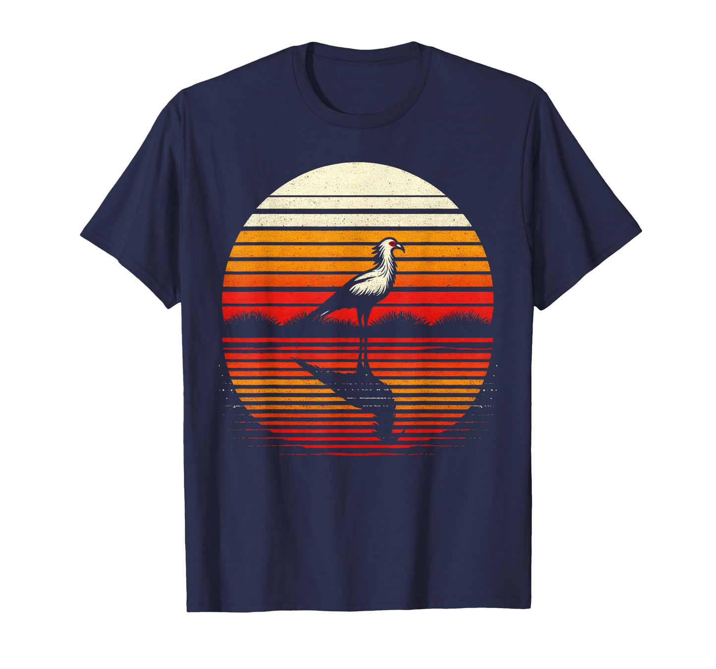 Secretary Bird Sunset Retro Style Safari Vintage 70s T-Shirt