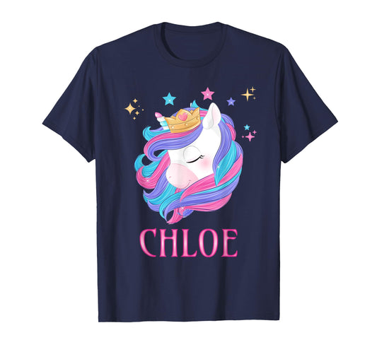 Unicorn Personalized Name CHLOE Unicorn Birthday T-Shirt