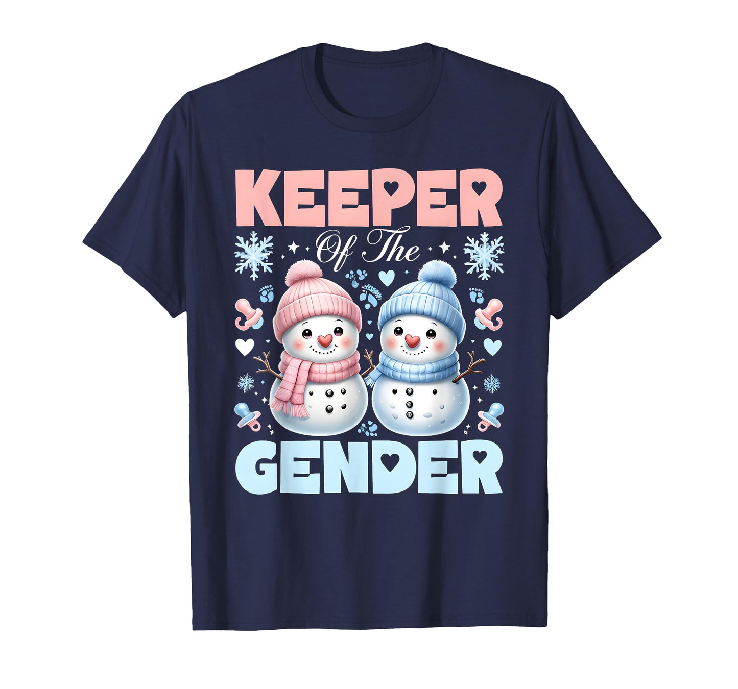 Keeper Of The Gender Reveal Baby Shower Snowman Christmas T-Shirt