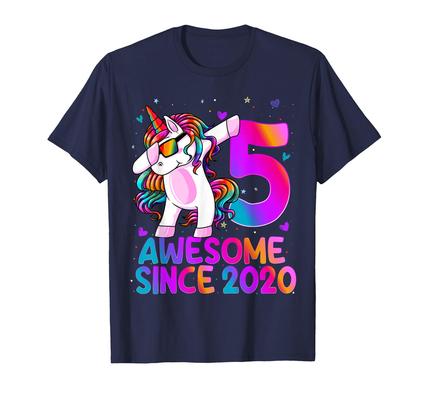 Dabbing Unicorn 5 Year Old 5th Birthday Girl Unicorn Party T-Shirt