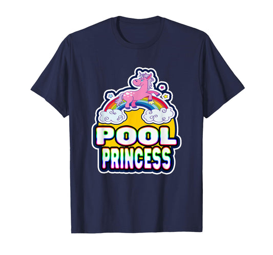 Pool Princess Retro Cute Rainbow Unicorn Swim Party T-Shirt T-Shirt