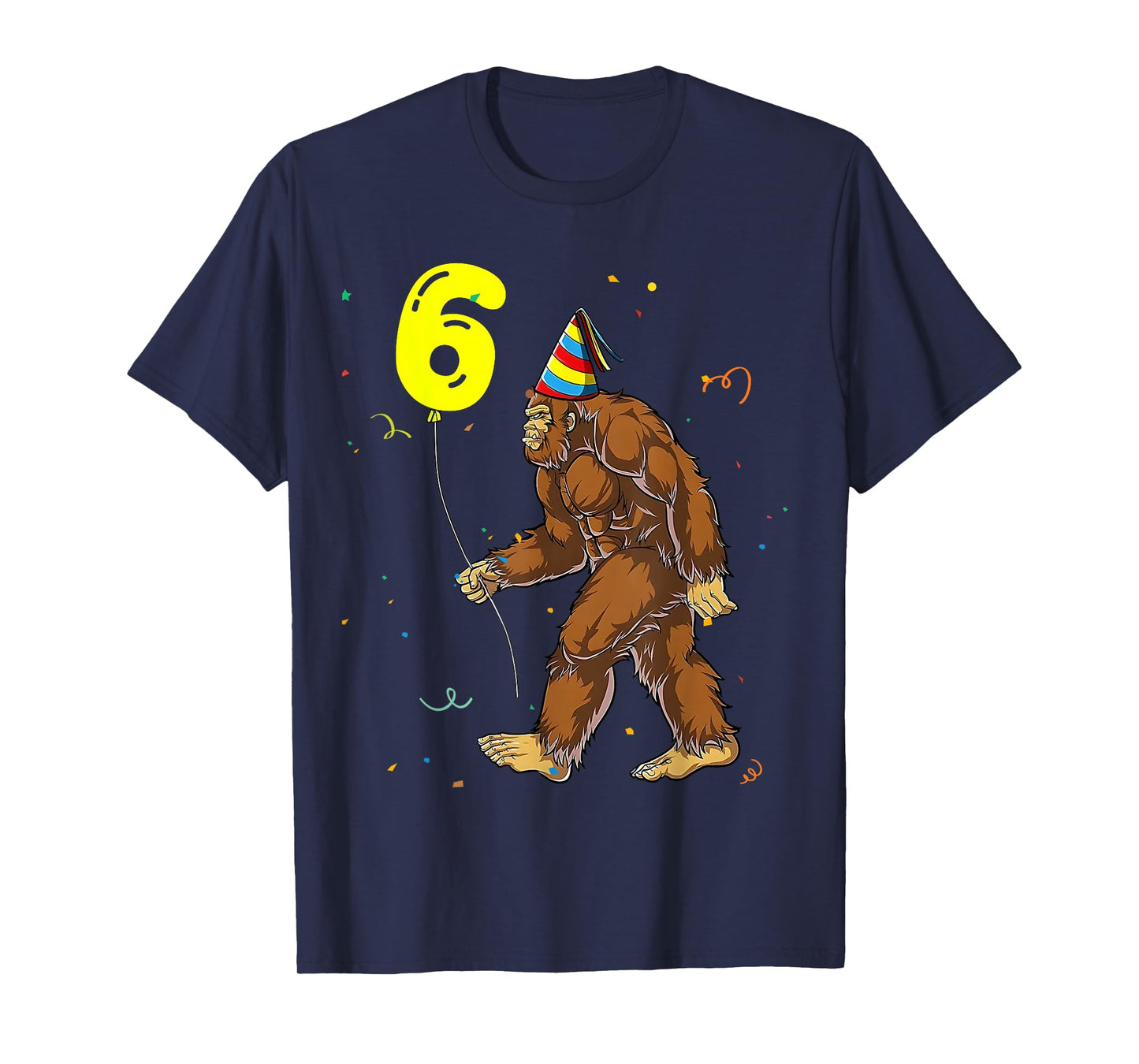 Funny Bigfoot 6th Birthday Party Sasquatch Boy Girl Kids T-Shirt