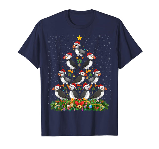 Puffin Bird Xmas Tree Gift Santa Hat Puffin Christmas T-Shirt