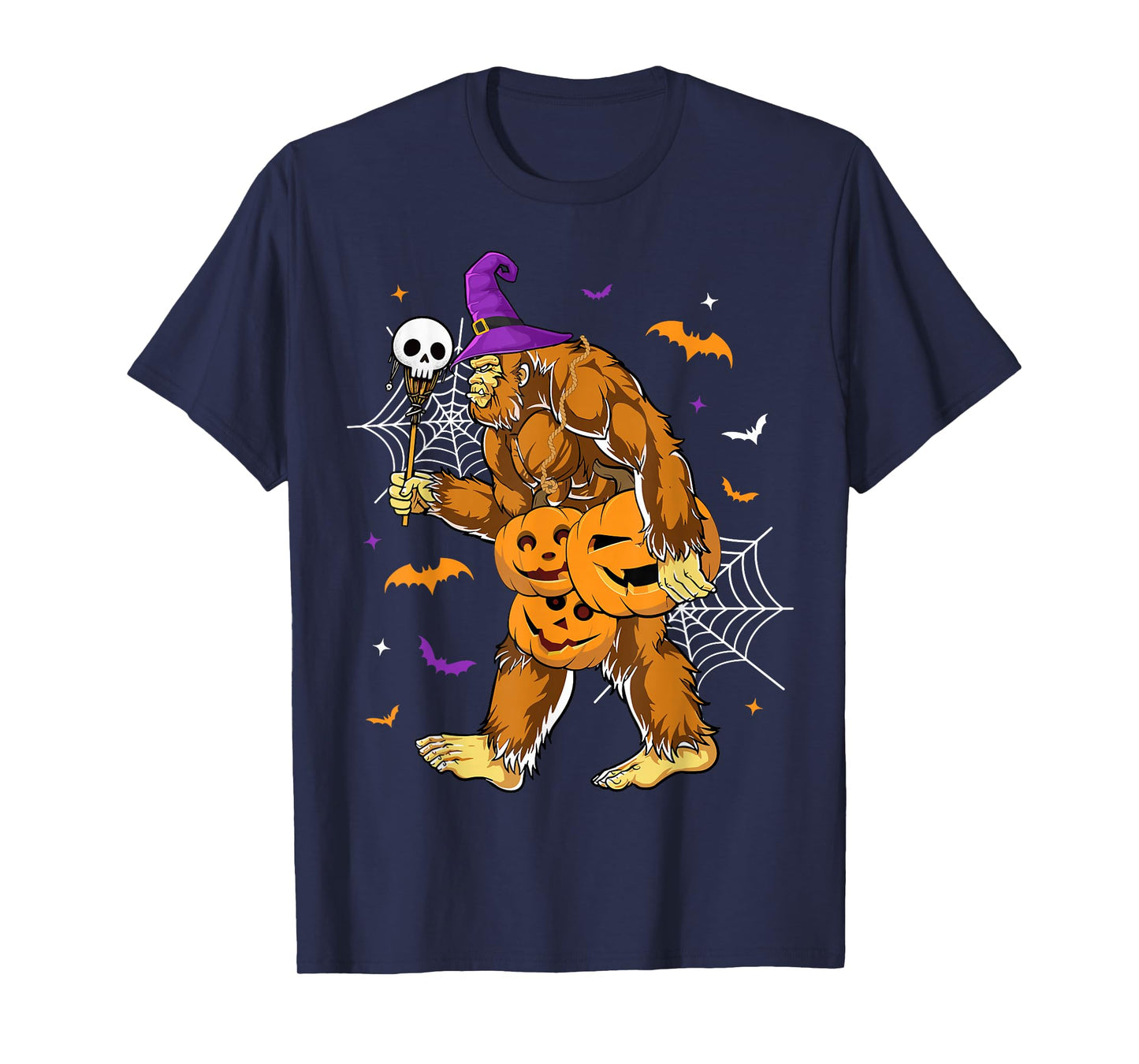 Spooky Bigfoot Halloween Pumpkin Funny Halloween Sasquatch T-Shirt