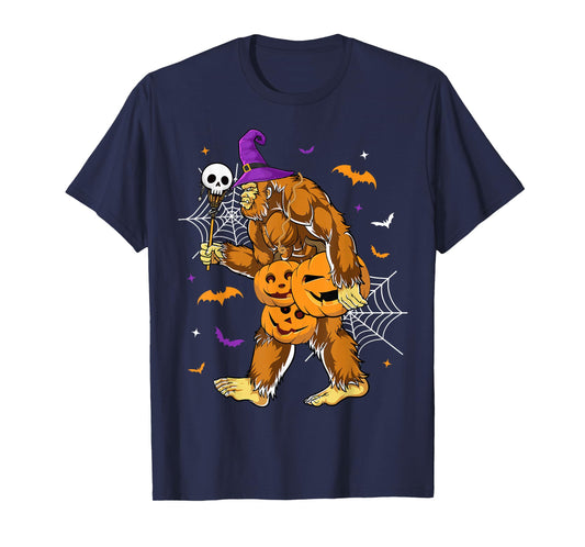Spooky Bigfoot Halloween Pumpkin Funny Halloween Sasquatch T-Shirt