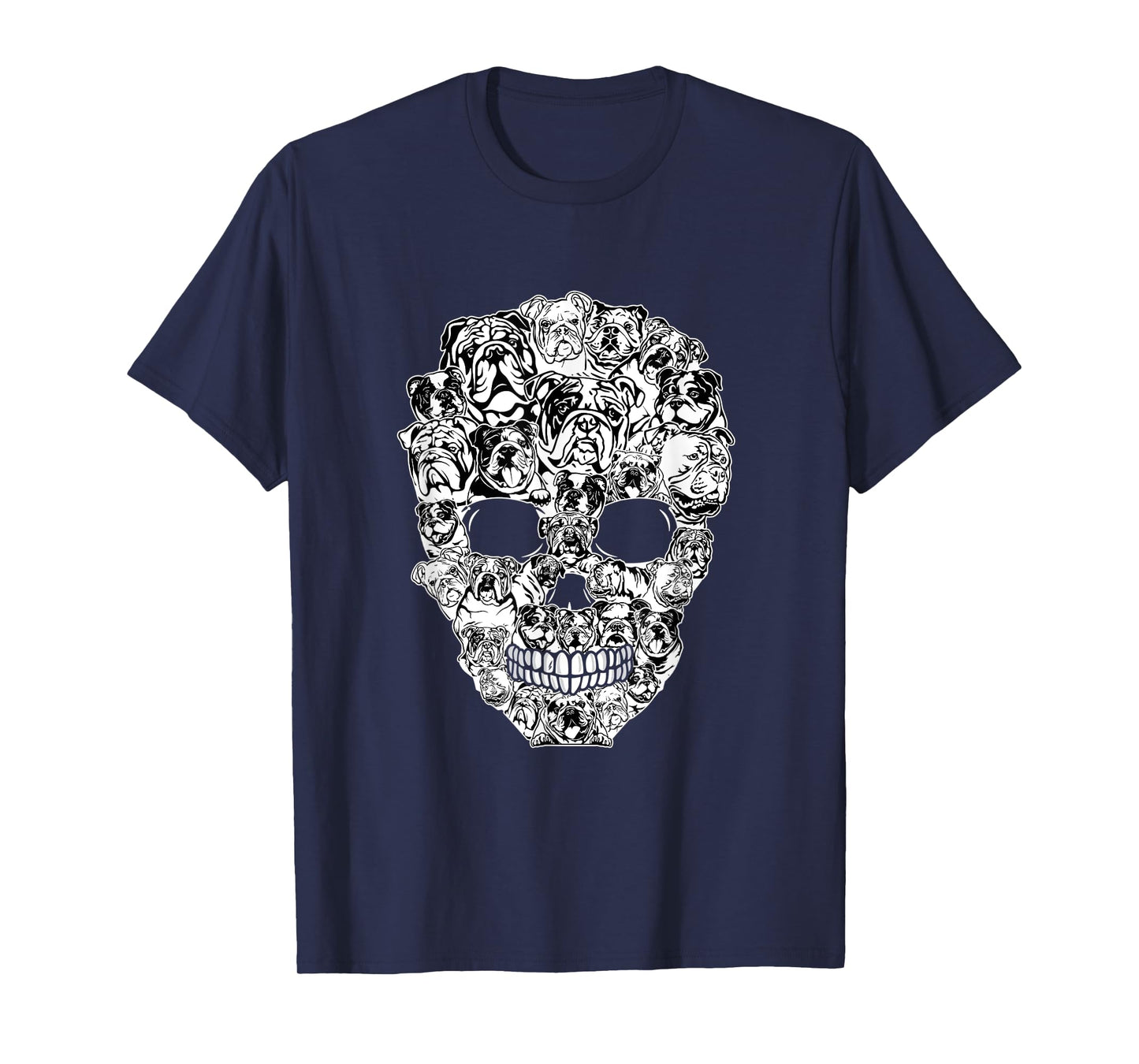 Funny English Bulldog Skull Dog Skeleton Halloween Men Women Kids T-Shirt