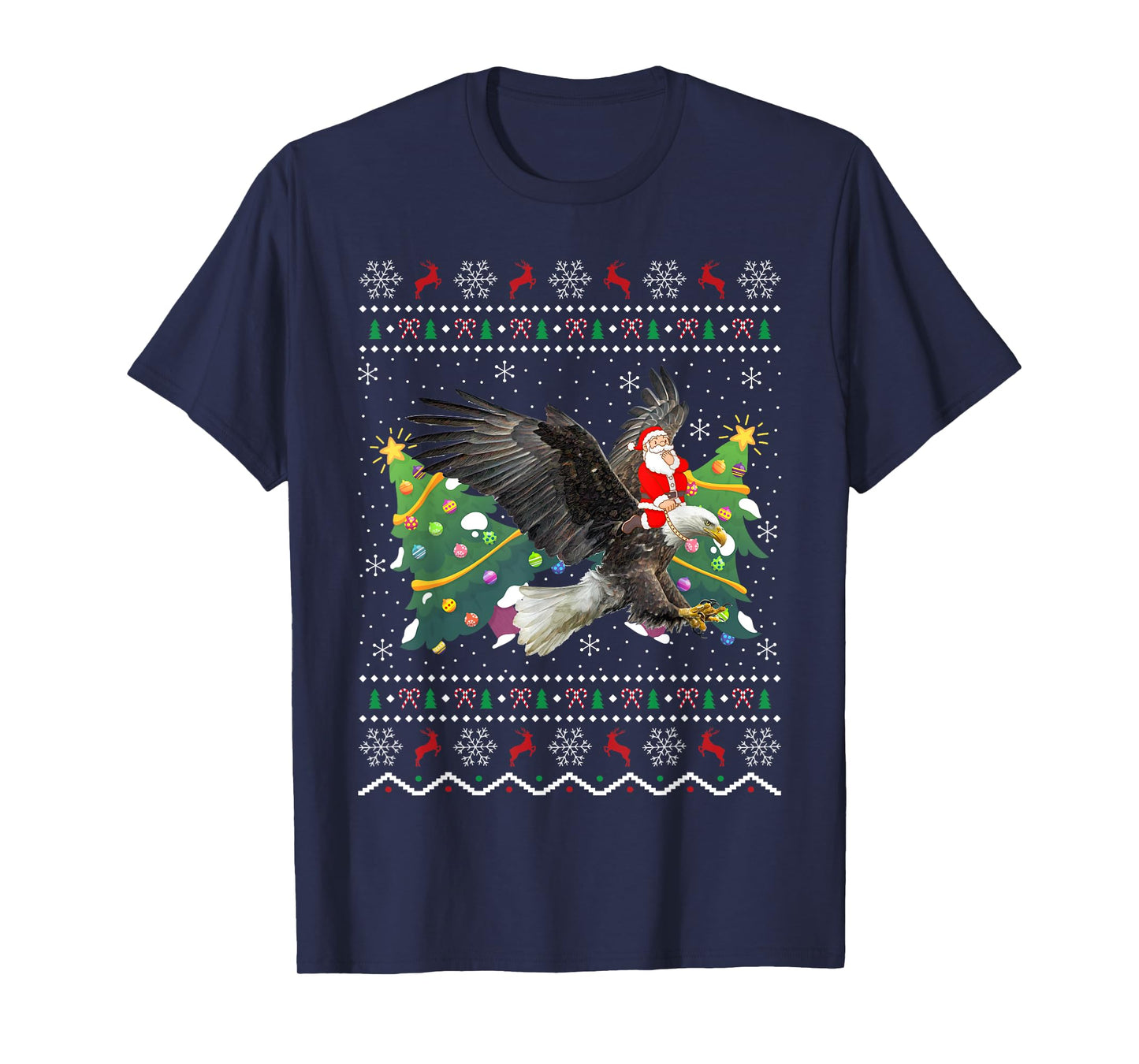 Eagle Lover Gift Ugly Santa Riding Eagle Christmas T-Shirt
