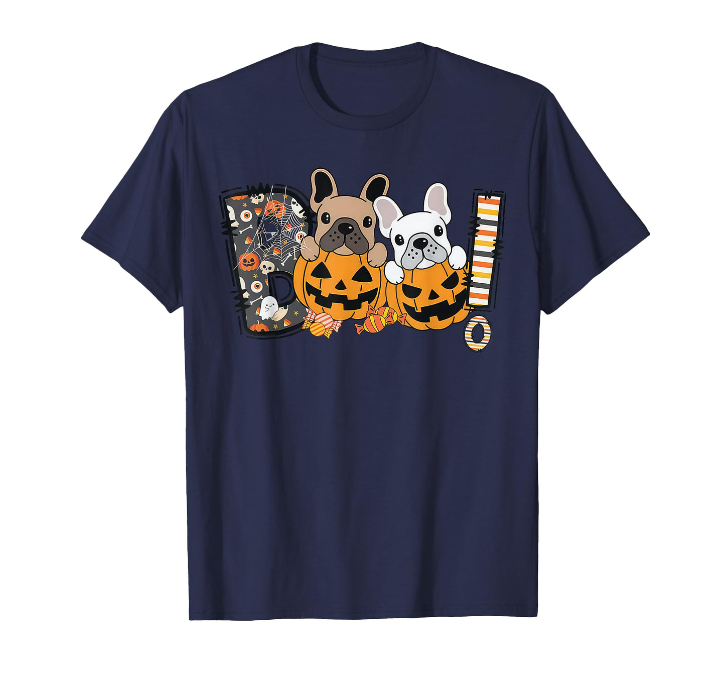 Boo French Bulldog Pumpkin Candy Dog Puppy Halloween Costume T-Shirt